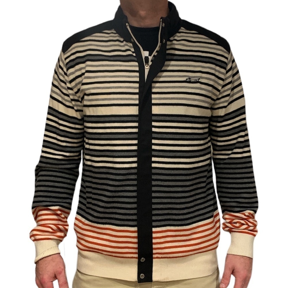 Louis Castel Striped Zip Up Golf Sweater